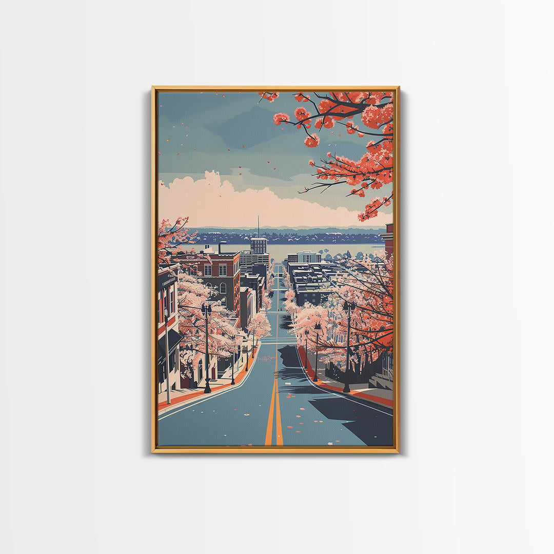 Tuscaloosa Travel Poster, Framed Canvas Print, Retro Wall Art, Travel Print, Vintage Travel, Vintage City Poster, City Travel Poster
