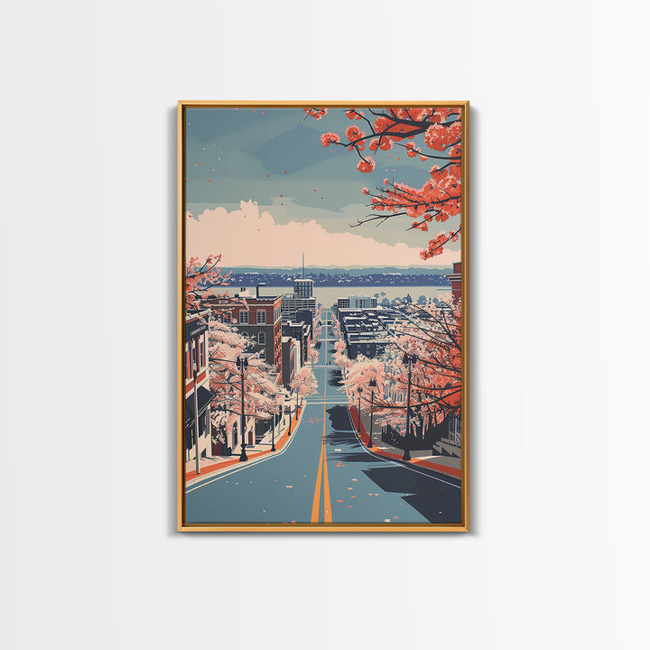 Tuscaloosa Travel Poster, Framed Canvas Print, Retro Wall Art, Travel Print, Vintage Travel, Vintage City Poster, City Travel Poster