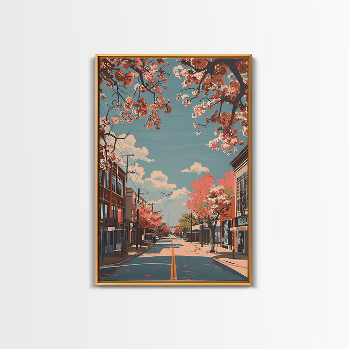 Tyler Travel Poster, Framed Canvas Print, City Travel Poster, Travel Wall Decor, City Illustration, Modern Wall Decor, City Wall Art