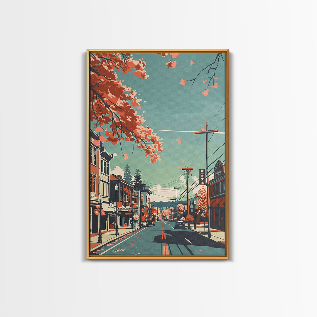 Warren Travel Poster, Framed Canvas Print, City Travel Poster, Travel Wall Art, Modern Wall Decor, City Wall Art, Retro Travel Print