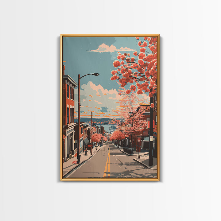 Waterbury Travel Poster, Canvas Print, Travel Wall Decor, Minimalist Poster, Home Office Decor, Fine Art Print, Living Room Wall Art