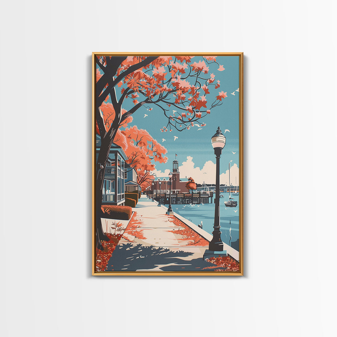 Wilmington Travel Poster, Framed Canvas Print, Retro Travel Poster, City Wall Art, Travel Posters, City Illustration, Fine Art Print