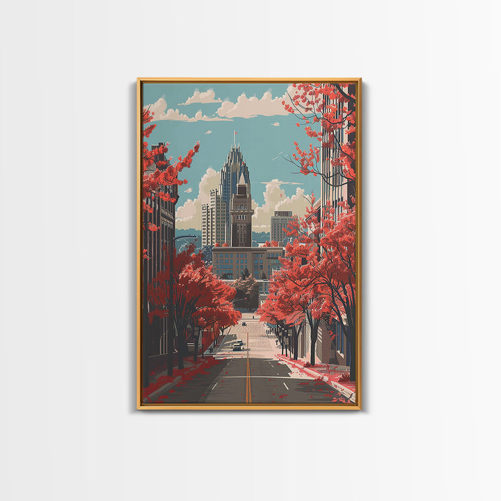 Winston-Salem Travel Poster, Framed Canvas Print, Retro Travel Poster, City Wall Art, Art Print, Travel Prints, Vintage Travel Print