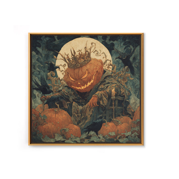 The Jack-O'-Lantern King, Dark Symbolist Art, Square Wall Art, Dark Fantasy Wall Art, Framed Canvas Print, Halloween Wall Art