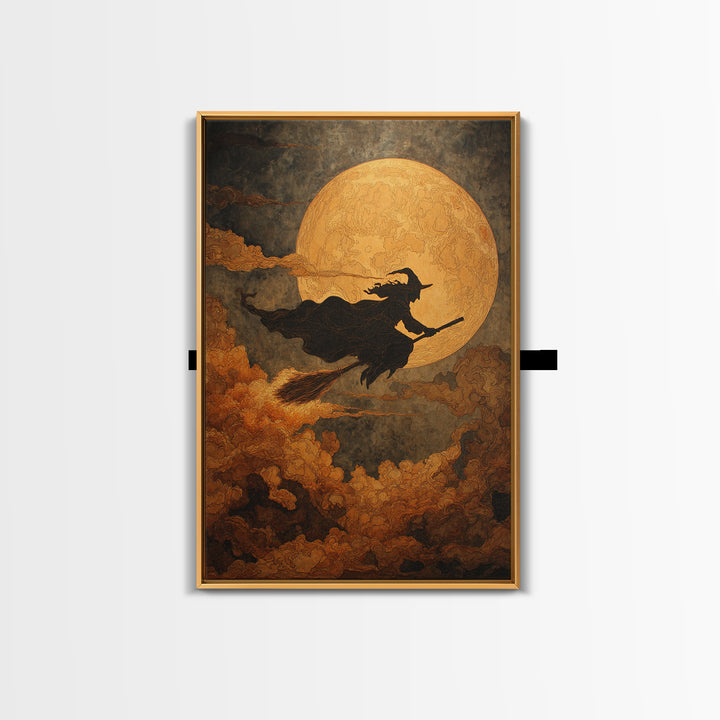 The Moonlit Witch, Visionary Gothic Art, Vertical Wall Art, Dark Fantasy Wall Art, Canvas Print, Halloween Wall Art, Macabre Wall Art