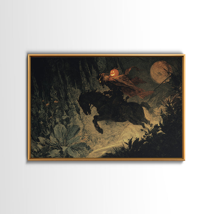 The Headless Horseman, Symbolist Gothic Landscape, Landscape Wall Art, Gothic Horror Wall Art, Canvas Print, Halloween Wall Art