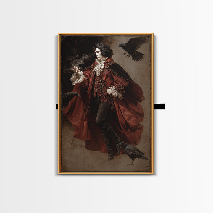 The Crimson Vampire, Danse Macabre Art, Vertical Wall Art, Gothic Horror Wall Art, Framed Canvas Print