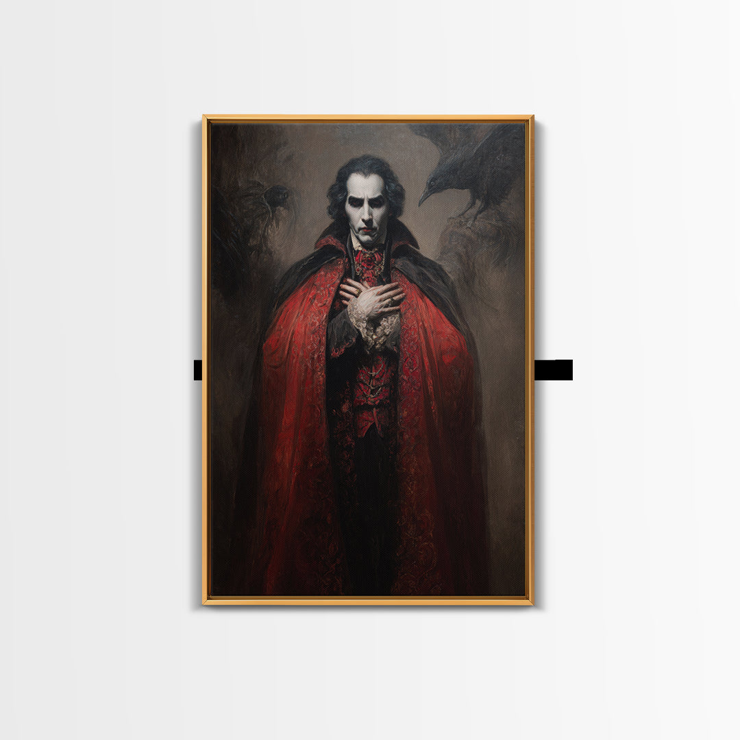 The Crimson Vampire, Dark Romantic Horror Art, Vertical Wall Art, Gothic Horror Wall Art, Canvas Print, Halloween Wall Art