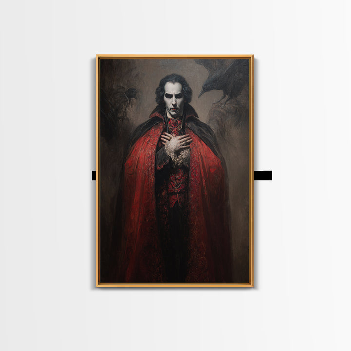 The Crimson Vampire, Dark Romantic Horror Art, Vertical Wall Art, Gothic Horror Wall Art, Canvas Print, Halloween Wall Art