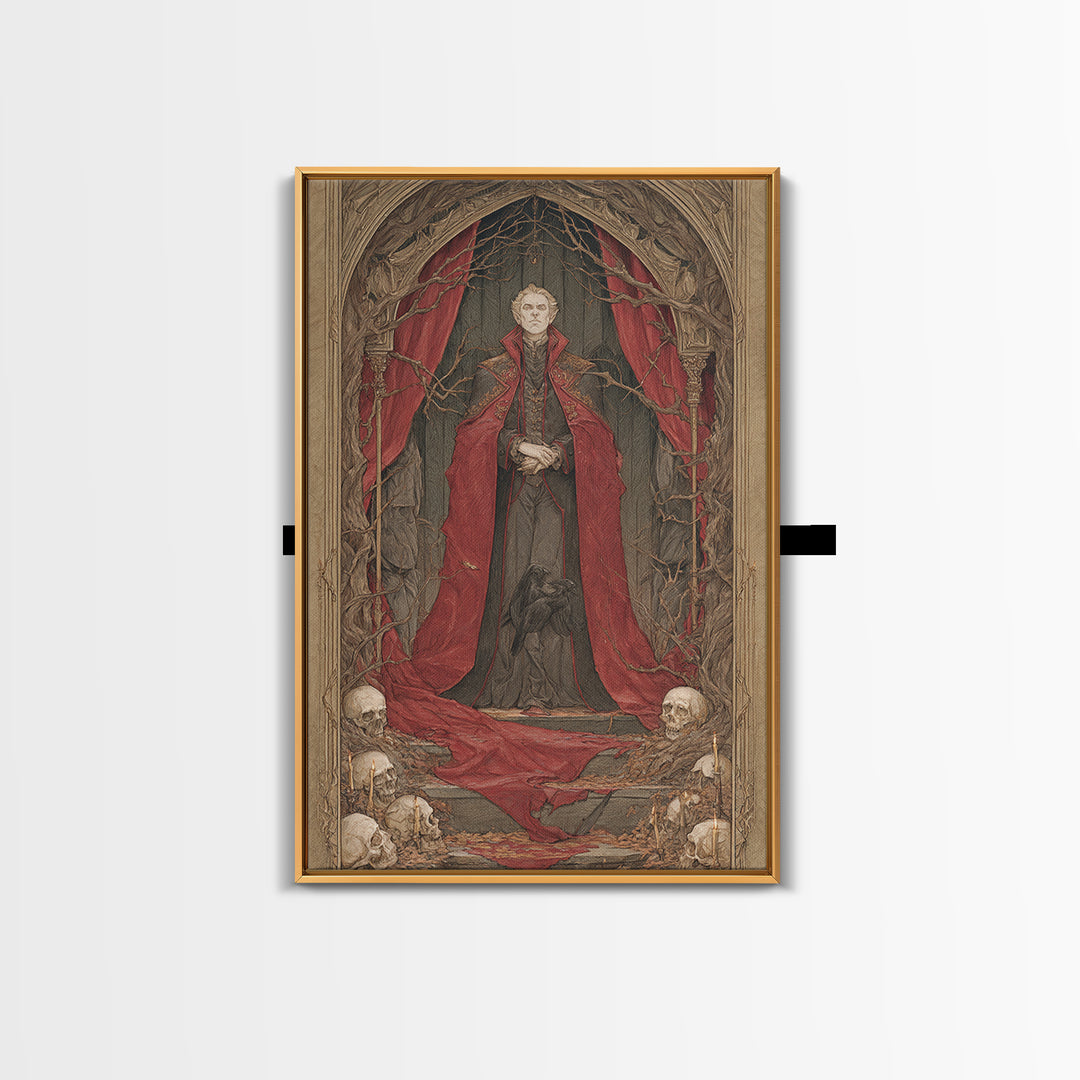 The Crimson Vampire, Decadent Gothic Art, Vertical Wall Art, Dark Fantasy Wall Art, Canvas Print, Halloween Wall Art, Halloween Decor