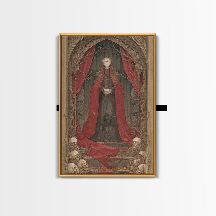 The Crimson Vampire, Decadent Gothic Art, Vertical Wall Art, Dark Fantasy Wall Art, Canvas Print, Halloween Wall Art, Halloween Decor