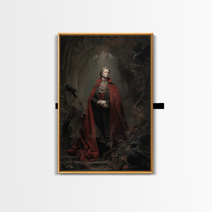 The Crimson Vampire, Expressionist Gothic Art, Vertical Wall Art, Dark Halloween Decor, Canvas Print, Halloween Wall Art, Macabre Wall Art