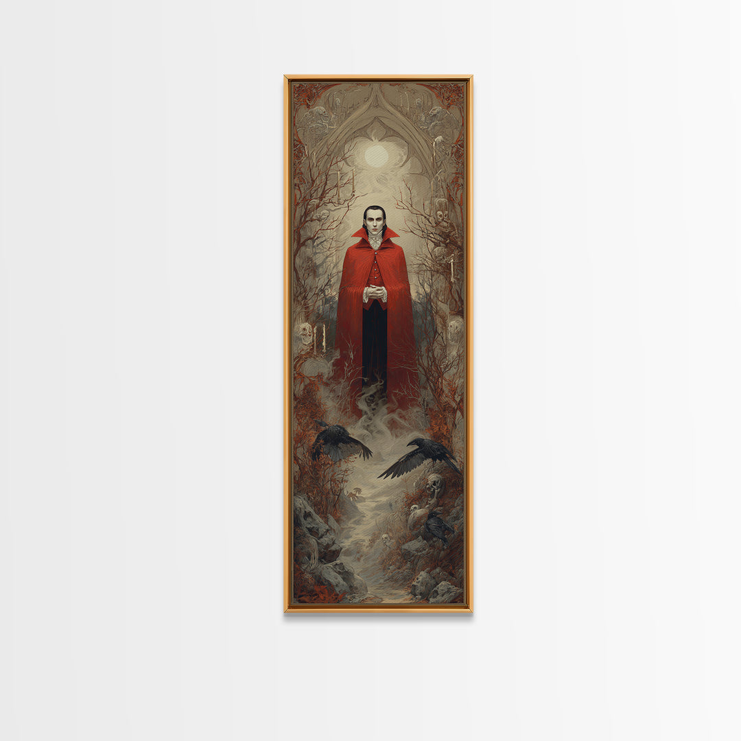 The Crimson Vampire, Surreal Apocalyptic Art, Tall Narrow Wall Art, Dark Halloween Decor, Canvas Print, Halloween Wall Art