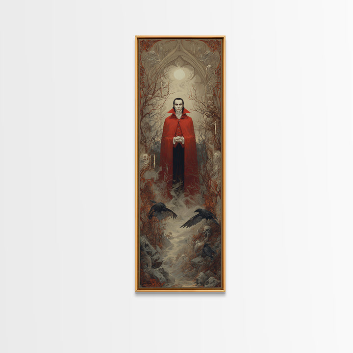 The Crimson Vampire, Surreal Apocalyptic Art, Tall Narrow Wall Art, Dark Halloween Decor, Canvas Print, Halloween Wall Art