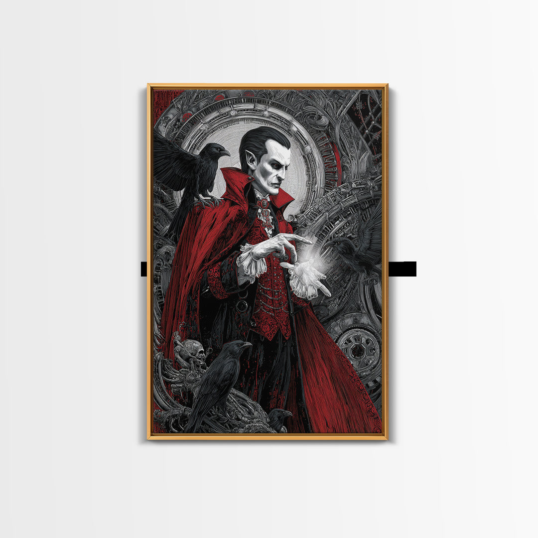 The Crimson Vampire, Biomechanical Horror Art, Vertical Wall Art, Dark Fantasy Wall Art, Canvas Print, Halloween Wall Art, Gothic Home Decor
