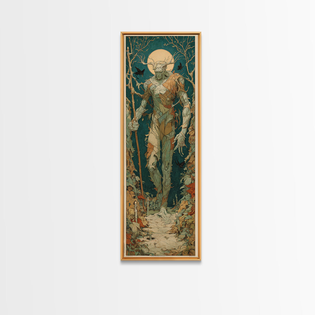 The Stitched Giant, Dark Renaissance Art, Tall Narrow Wall Art, Gothic Horror Wall Art, Framed Canvas Print, Halloween Wall Art