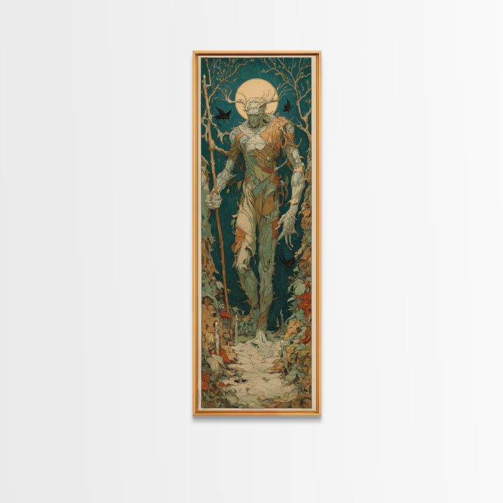 The Stitched Giant, Dark Renaissance Art, Tall Narrow Wall Art, Gothic Horror Wall Art, Framed Canvas Print, Halloween Wall Art