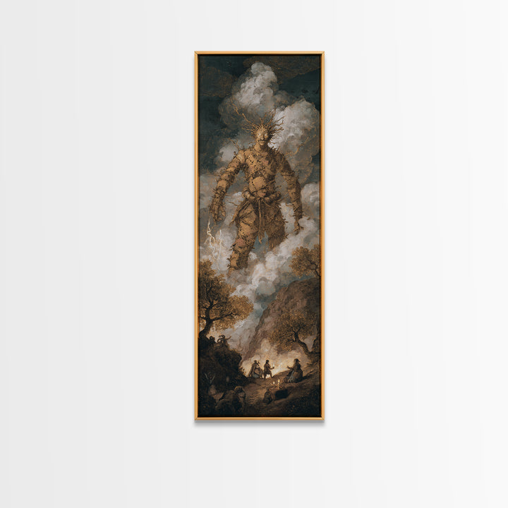 The Stitched Giant, Baroque Witchcraft Art, Tall Narrow Wall Art, Macabre Wall Art, Canvas Print, Halloween Wall Art