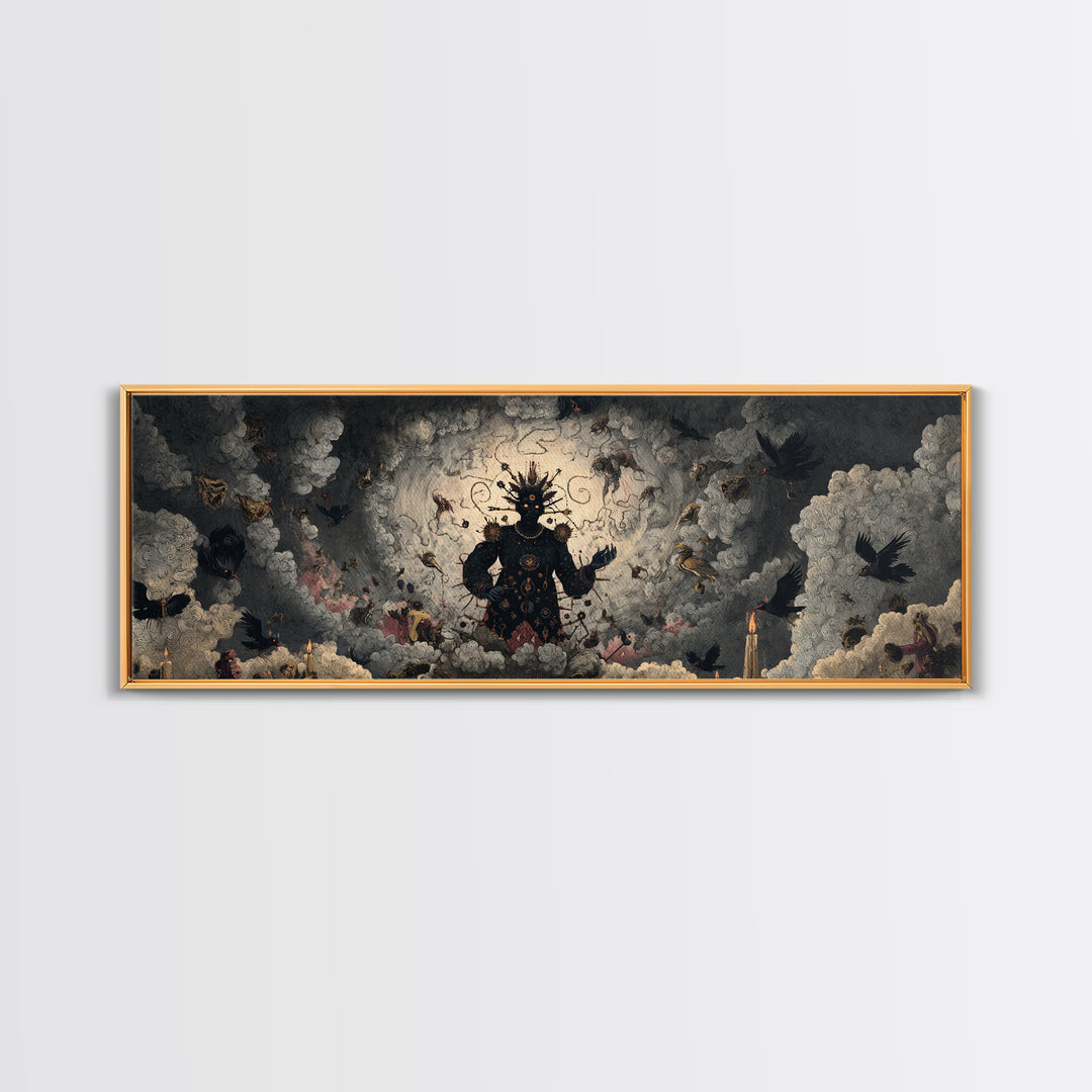 The Stitched Giant, Dark Romantic Horror Art, Extra Wide Wall Art, Dark Halloween Decor, Framed Canvas Print, Halloween Wall Art
