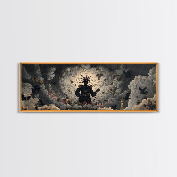 The Stitched Giant, Dark Romantic Horror Art, Extra Wide Wall Art, Dark Halloween Decor, Framed Canvas Print, Halloween Wall Art