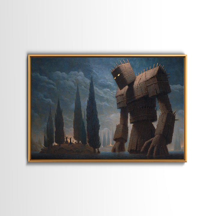 The Stitched Giant, Symbolist Gothic Landscape, Landscape Wall Art, Gothic Horror Wall Art, Canvas Print, Halloween Wall Art