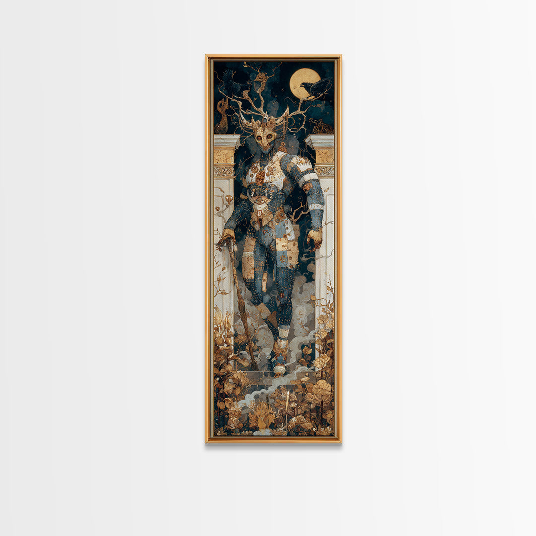 The Stitched Giant, Ornate Symbolist Art, Tall Narrow Wall Art, Gothic Horror Wall Art, Canvas Print, Halloween Wall Art