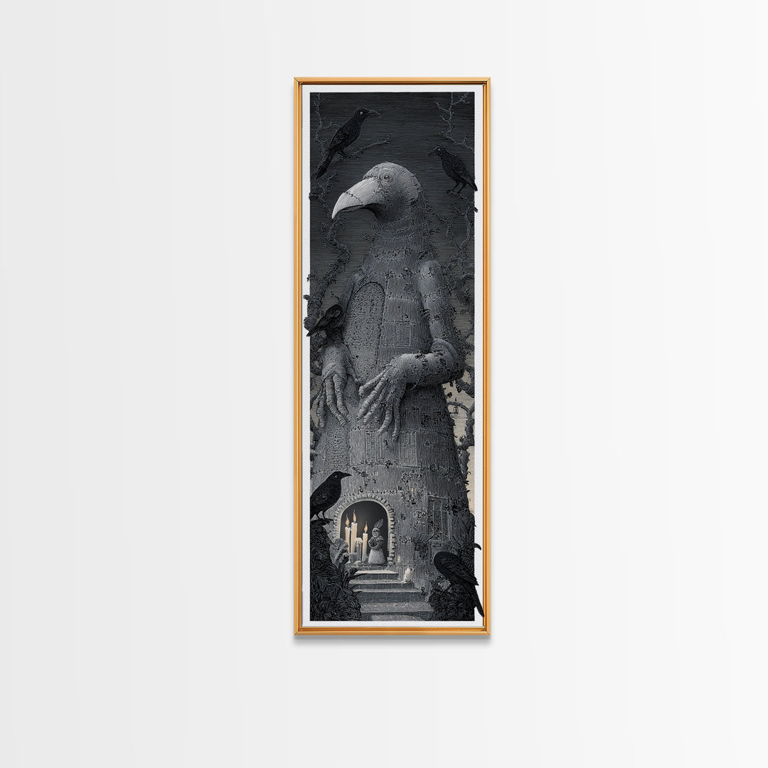 The Stitched Giant, Victorian Macabre Art, Tall Narrow Wall Art, Macabre Wall Art, Canvas Print, Halloween Wall Art, Seasonal Home Decor