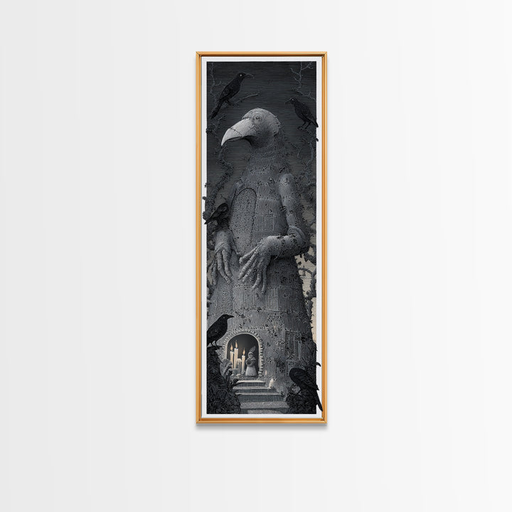 The Stitched Giant, Victorian Macabre Art, Tall Narrow Wall Art, Macabre Wall Art, Canvas Print, Halloween Wall Art, Seasonal Home Decor