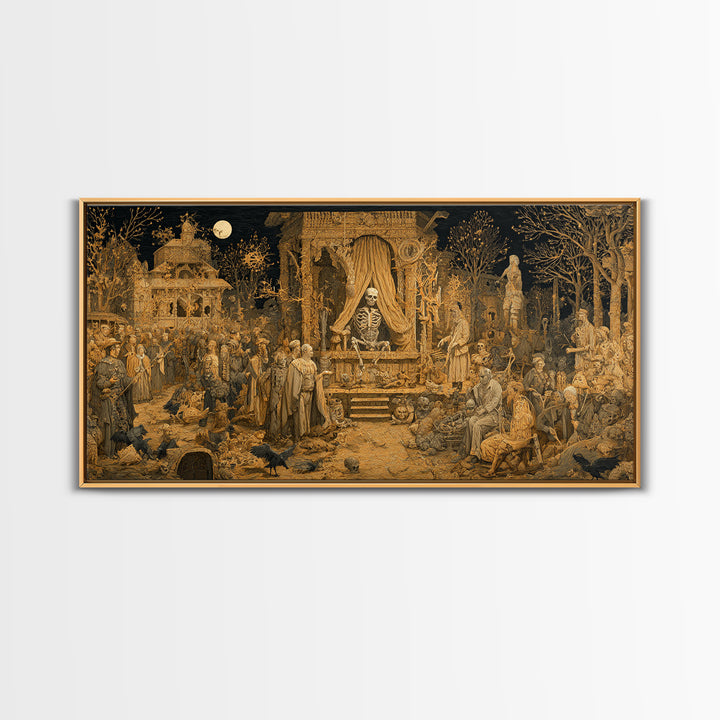 The Mummy Pharaoh, Northern Renaissance Horror, Wide Panoramic Art, Dark Fantasy Wall Art, Framed Canvas Print, Halloween Wall Art