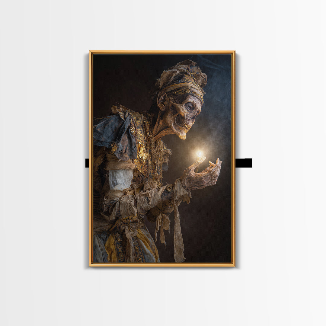 The Mummy Pharaoh, Dark Renaissance Art, Vertical Wall Art, Dark Halloween Decor, Canvas Print, Halloween Wall Art