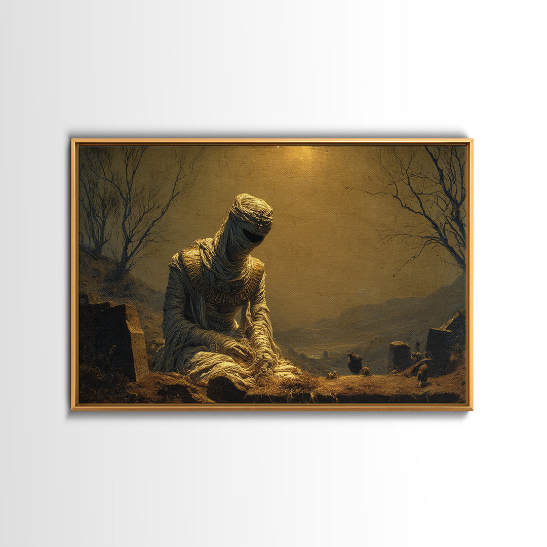 The Mummy Pharaoh, Romantic Gothic Landscape, Landscape Wall Art, Dark Halloween Decor, Canvas Print, Halloween Wall Art