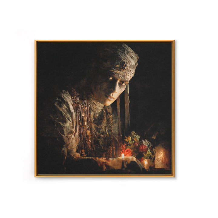 The Mummy Pharaoh, Symbolist Dream Art, Square Wall Art, Dark Fantasy Wall Art, Canvas Print, Halloween Wall Art, Dark Fantasy Art