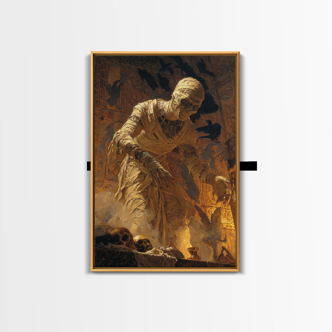 The Mummy Pharaoh, Ornate Symbolist Art, Vertical Wall Art, Dark Fantasy Wall Art, Canvas Print, Halloween Wall Art