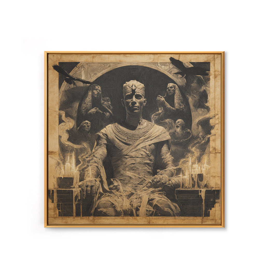 The Mummy Pharaoh, Dark Symbolist Art, Square Wall Art, Macabre Wall Art, Canvas Print, Halloween Wall Art, Halloween Decor