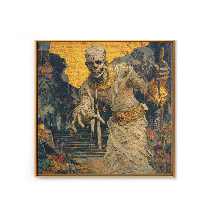 The Mummy Pharaoh, Grotesque Carnival Art, Square Wall Art, Dark Fantasy Wall Art, Canvas Print, Halloween Wall Art, Seasonal Home Decor