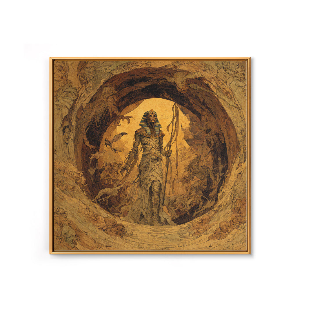 The Mummy Pharaoh, Gothic Storybook Art, Square Wall Art, Macabre Wall Art, Framed Canvas Print, Halloween Wall Art, Halloween Decor