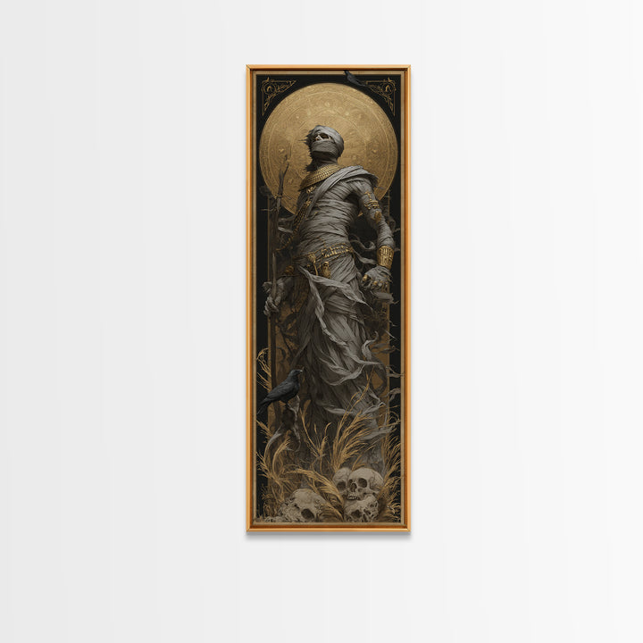 The Mummy Pharaoh, Surreal Apocalyptic Art, Tall Narrow Wall Art, Dark Halloween Decor, Canvas Print, Halloween Wall Art