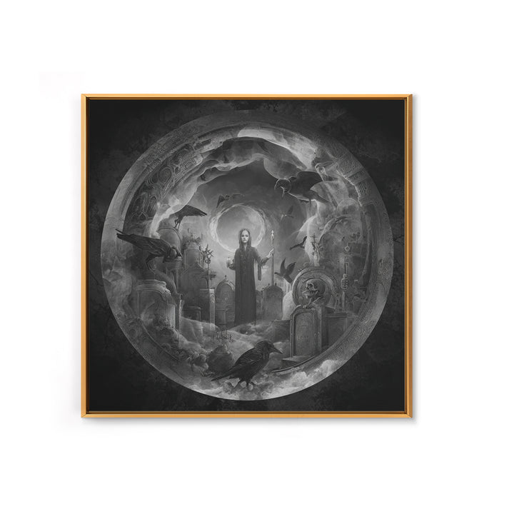 The Graveyard Ghost, Biomechanical Horror Art, Square Wall Art, Gothic Horror Wall Art, Framed Canvas Print, Halloween Wall Art