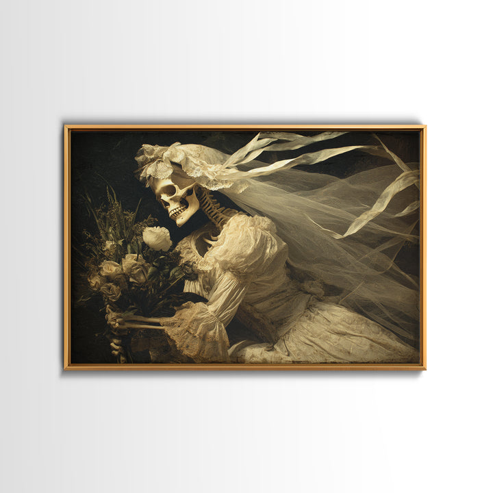 The Skeletal Bride, Symbolist Gothic Landscape, Landscape Wall Art, Gothic Horror Wall Art, Canvas Print, Halloween Wall Art