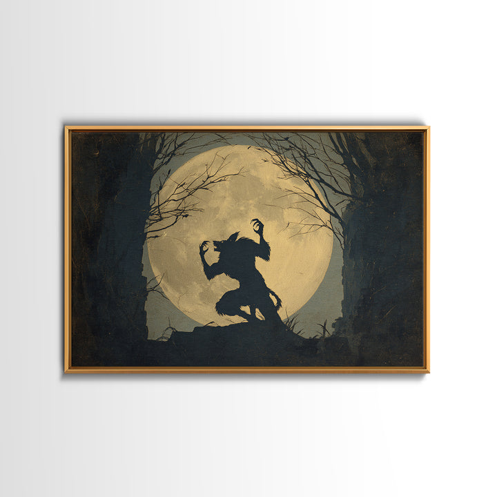 The Moon-Cursed Werewolf, Romantic Gothic Landscape, Landscape Wall Art, Gothic Horror Wall Art, Framed Canvas Print
