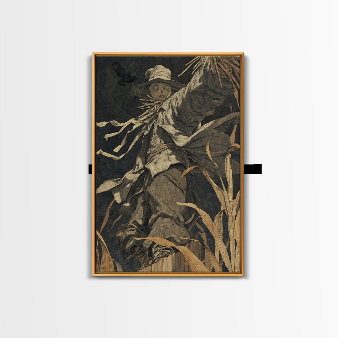 The Living Scarecrow, Dark Symbolist Art, Vertical Wall Art, Dark Halloween Decor, Canvas Print, Halloween Wall Art