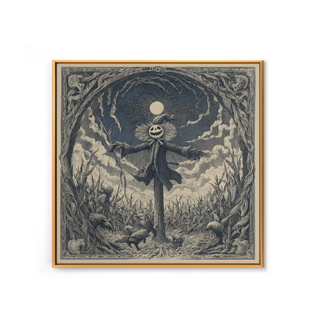 The Living Scarecrow, Expressionist Nightmare Art, Square Wall Art, Gothic Horror Wall Art, Framed Canvas Print, Halloween Wall Art