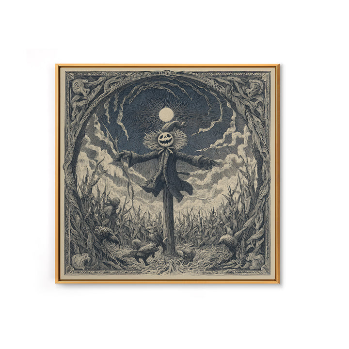The Living Scarecrow, Expressionist Nightmare Art, Square Wall Art, Gothic Horror Wall Art, Framed Canvas Print, Halloween Wall Art
