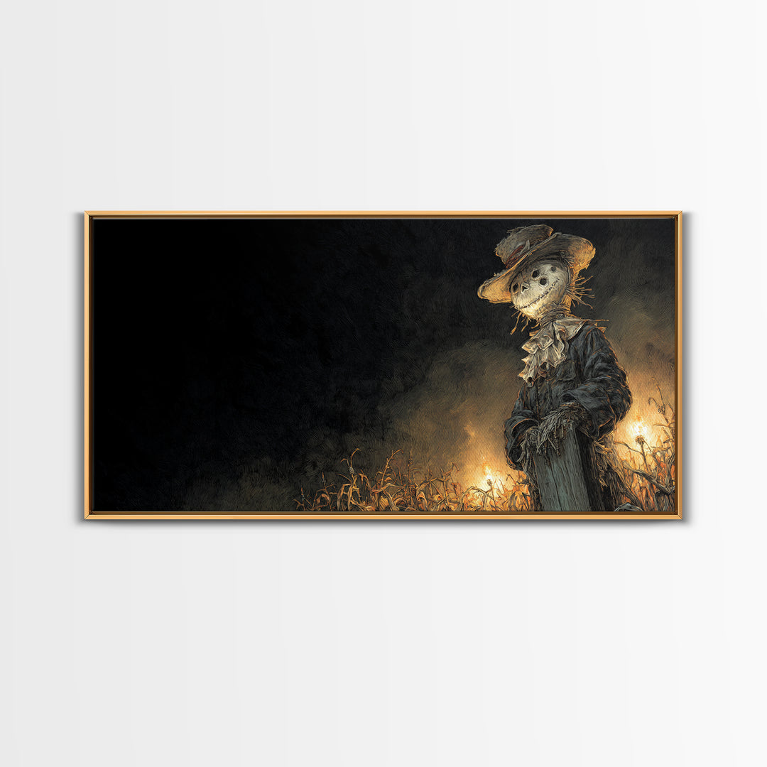 The Living Scarecrow, Grotesque Carnival Art, Wide Panoramic Art, Macabre Wall Art, Canvas Print, Halloween Wall Art