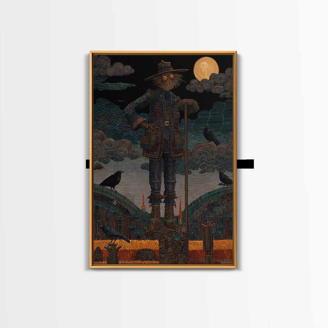 The Living Scarecrow, Stained Glass Gothic Art, Vertical Wall Art, Macabre Wall Art, Canvas Print, Halloween Wall Art, Halloween Decor