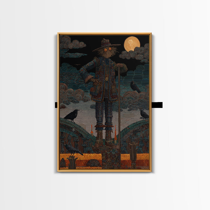 The Living Scarecrow, Stained Glass Gothic Art, Vertical Wall Art, Macabre Wall Art, Canvas Print, Halloween Wall Art, Halloween Decor