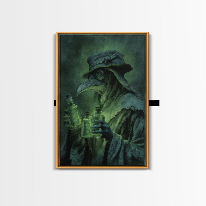 The Plague Doctor, Dark Renaissance Art, Vertical Wall Art, Dark Fantasy Wall Art, Framed Canvas Print, Halloween Wall Art