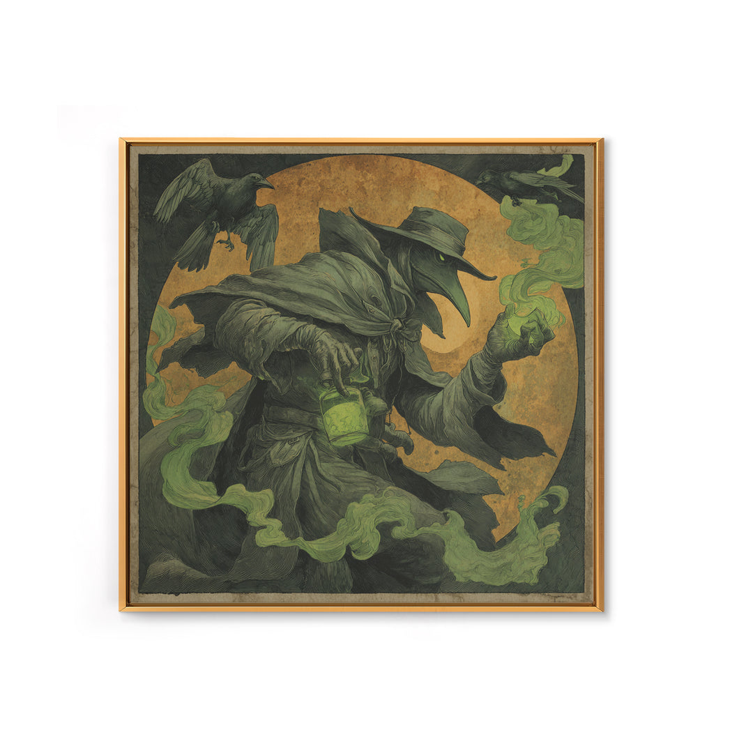 The Plague Doctor, Danse Macabre Art, Square Wall Art, Macabre Wall Art, Canvas Print, Halloween Wall Art