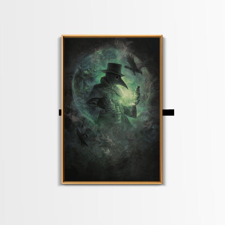 The Plague Doctor, Dark Romantic Horror Art, Vertical Wall Art, Dark Fantasy Wall Art, Framed Canvas Print, Halloween Wall Art