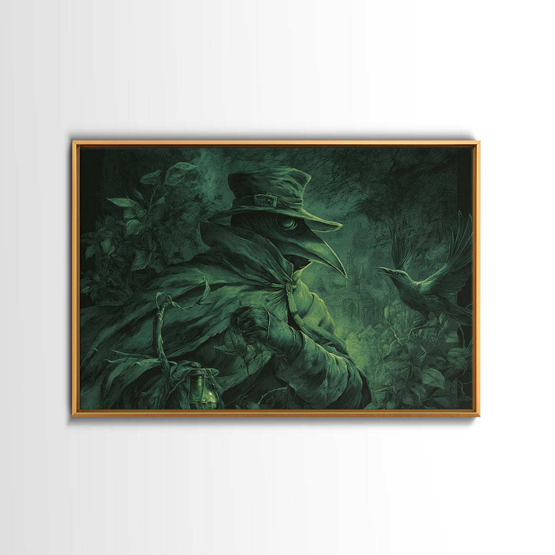 The Plague Doctor, Romantic Gothic Landscape, Landscape Wall Art, Gothic Horror Wall Art, Framed Canvas Print, Halloween Wall Art
